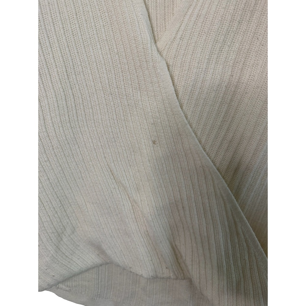 Hollister Womens Ribbed Surplice V-Neck Long Sleeve Wrap Sweater Cream Medium - Picture 3 of 4